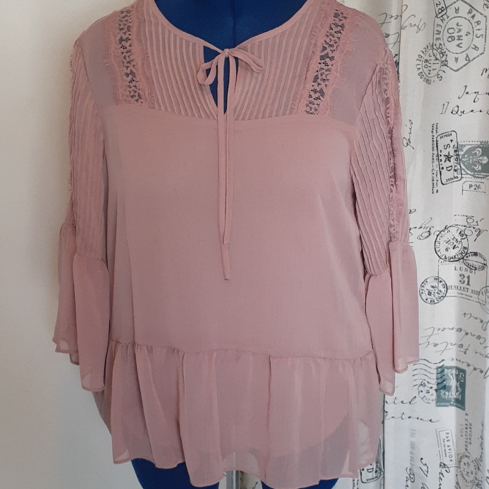 NWT Fever Mauve Babydoll Top Size L
